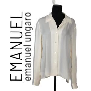 Emanuel by Emanuel Ungaro 100% Silk Ivory Blouse Size 14